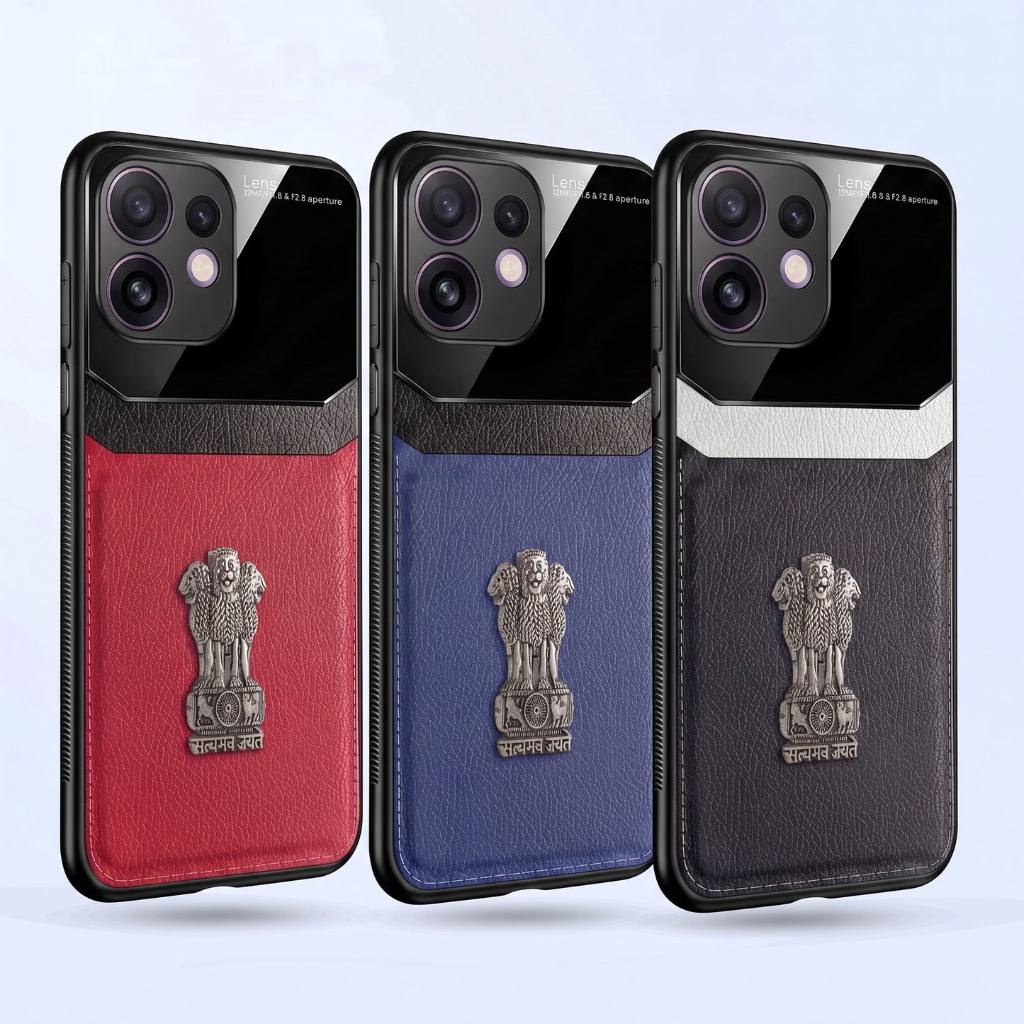 Oppo Reno 16 5G Satyamev Jayate 3D Metal Leather Back Case