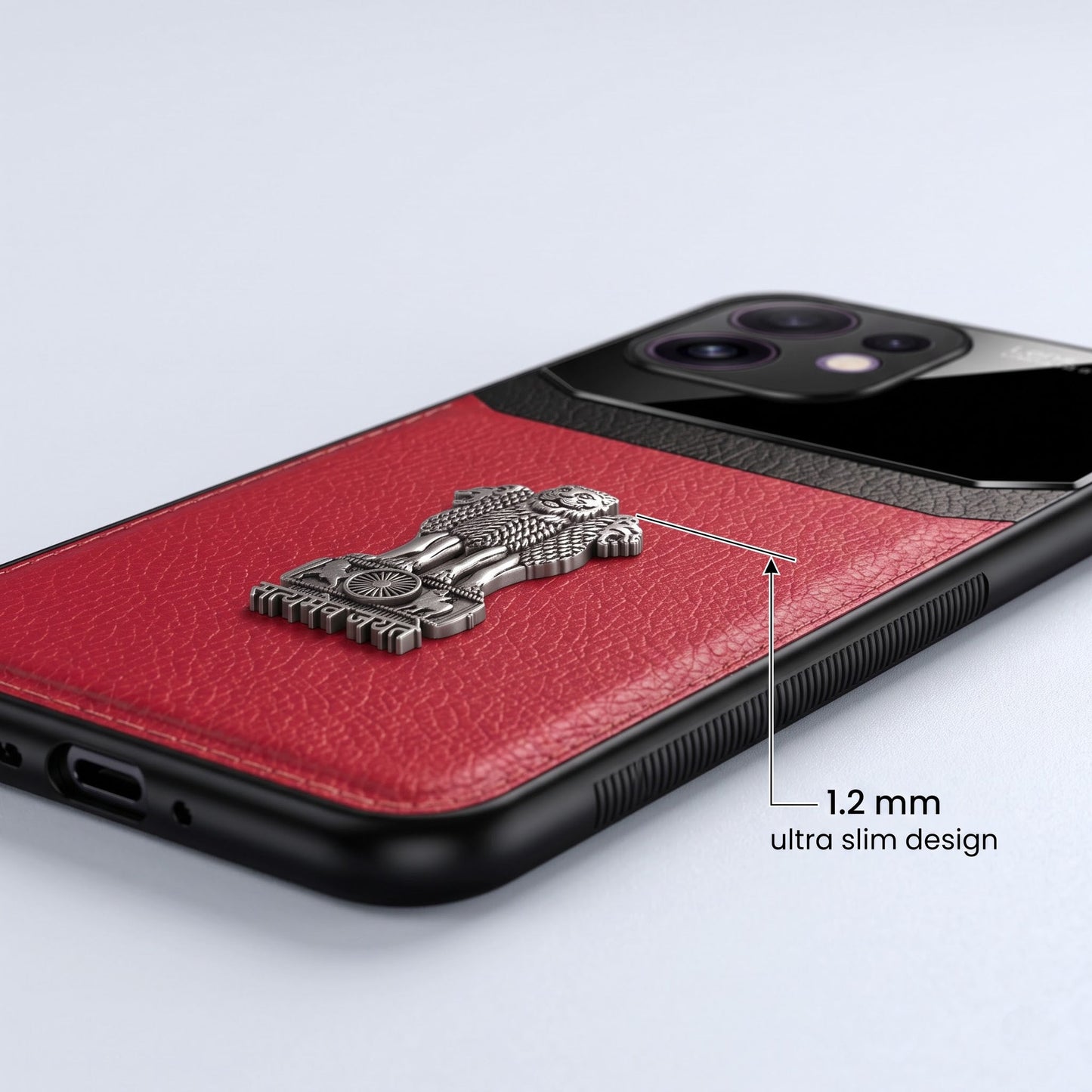 Oppo Reno 16 5G Satyamev Jayate 3D Metal Leather Back Case