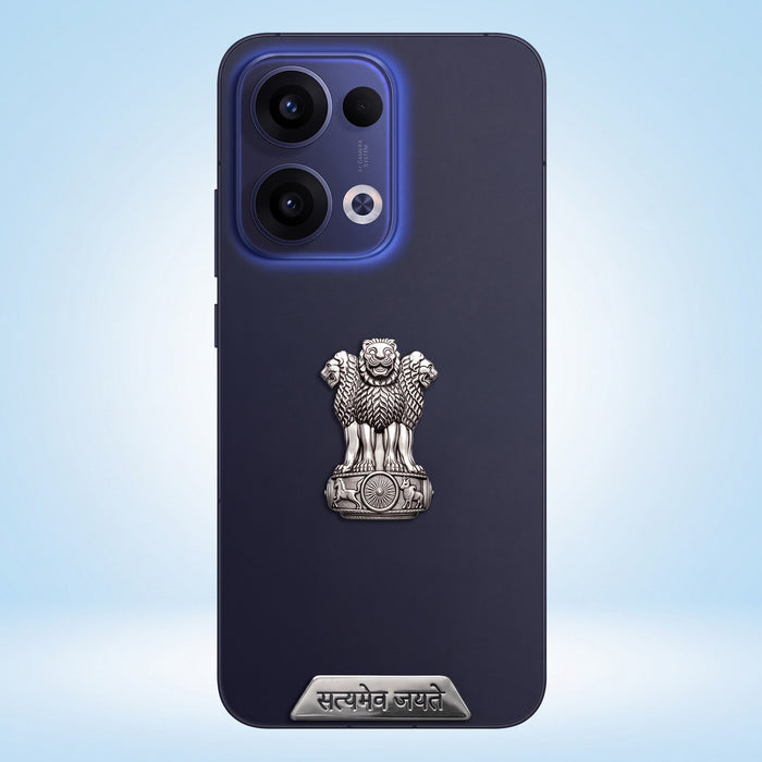 Oppo Reno 13 5G Compatible Satyamev Jayate 3D Metal Emblem 2-in-1 Sticker