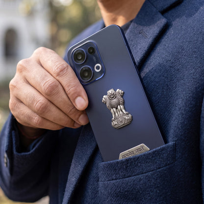 Oppo Reno 13 5G Compatible Satyamev Jayate 3D Metal Emblem 2-in-1 Sticker