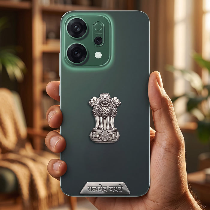 Oppo Reno 14 5G Compatible Satyamev Jayate 3D Metal Emblem 2-in-1 Sticker