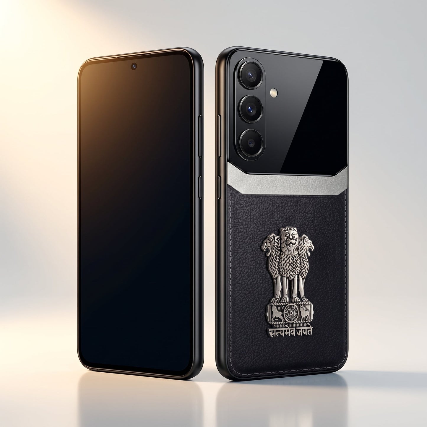 Samsung Galaxy A36 5G Satyamev Jayate 3D Metal Leather Back Case