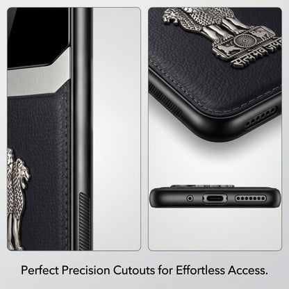 Samsung Galaxy A36 5G Satyamev Jayate 3D Metal Leather Back Case