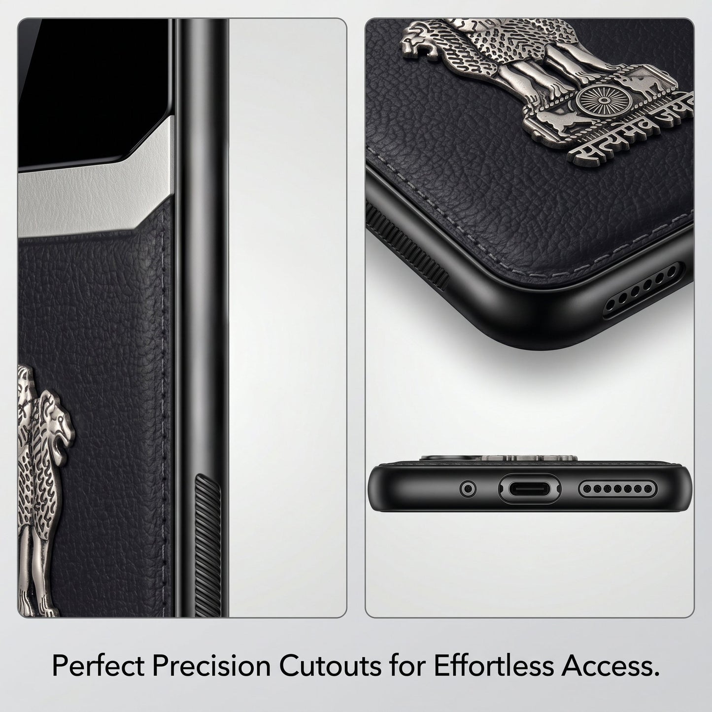 Samsung Galaxy M56 5G Satyamev Jayate 3D Metal Leather Back Case