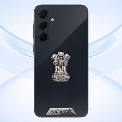 Samsung Galaxy A35 5G Compatible Satyamev Jayate 3D Metal Emblem 2-in-1 Sticker