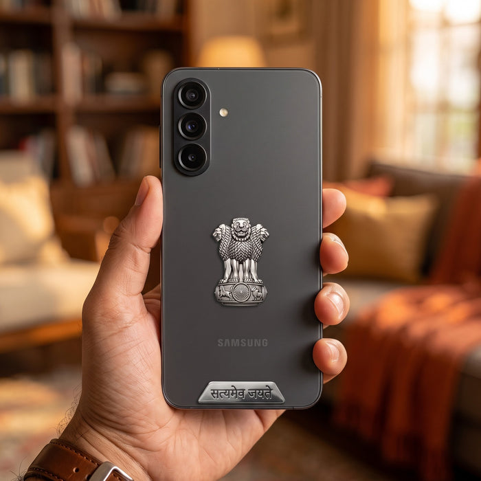 Samsung Galaxy A36 5G Compatible Satyamev Jayate 3D Metal Emblem 2-in-1 Sticker