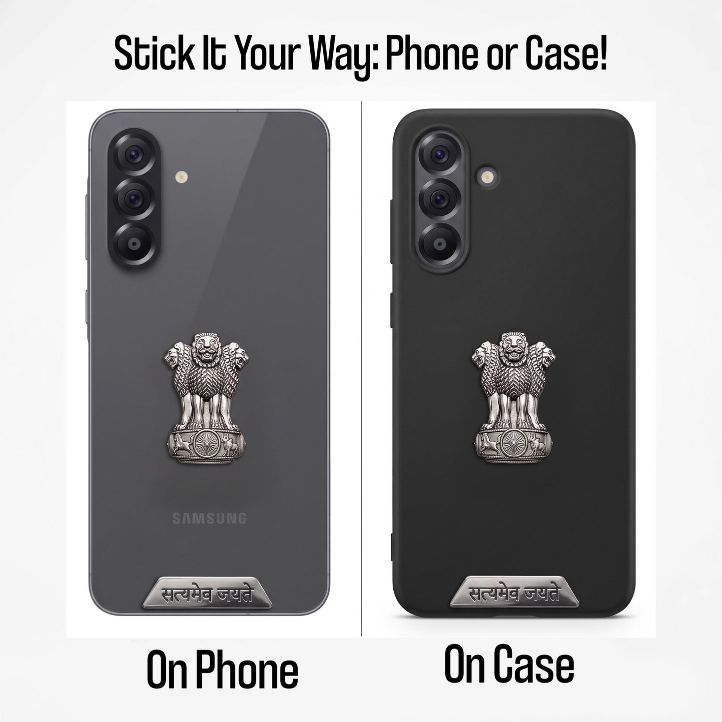 Samsung Galaxy A36 5G Compatible Satyamev Jayate 3D Metal Emblem 2-in-1 Sticker