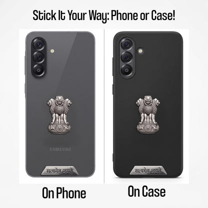 Samsung Galaxy A36 5G Compatible Satyamev Jayate 3D Metal Emblem 2-in-1 Sticker