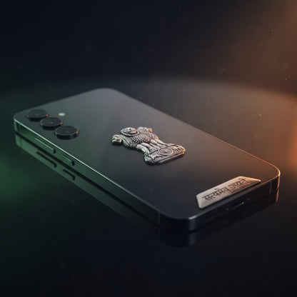 Samsung Galaxy A35 5G Compatible Satyamev Jayate 3D Metal Emblem 2-in-1 Sticker