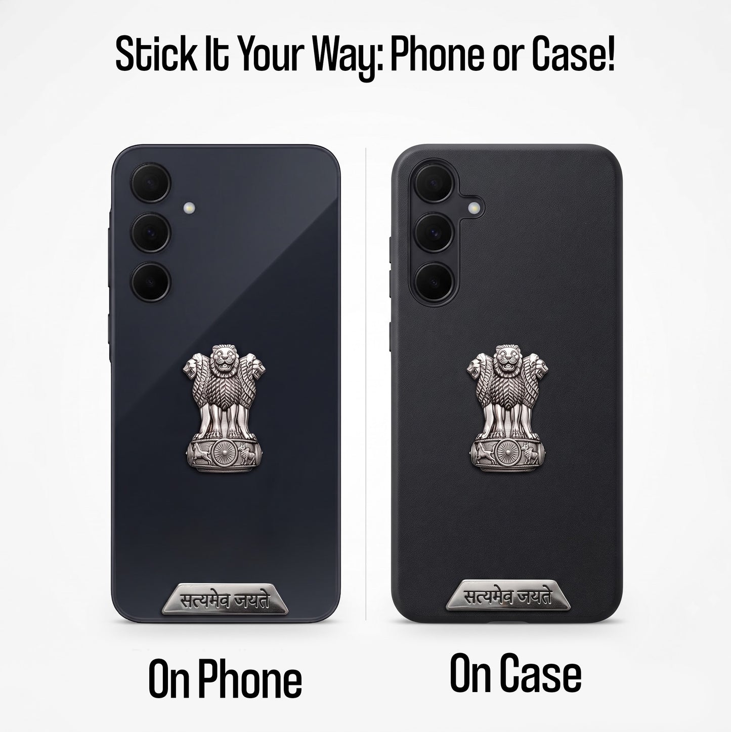 Samsung Galaxy A35 5G Compatible Satyamev Jayate 3D Metal Emblem 2-in-1 Sticker