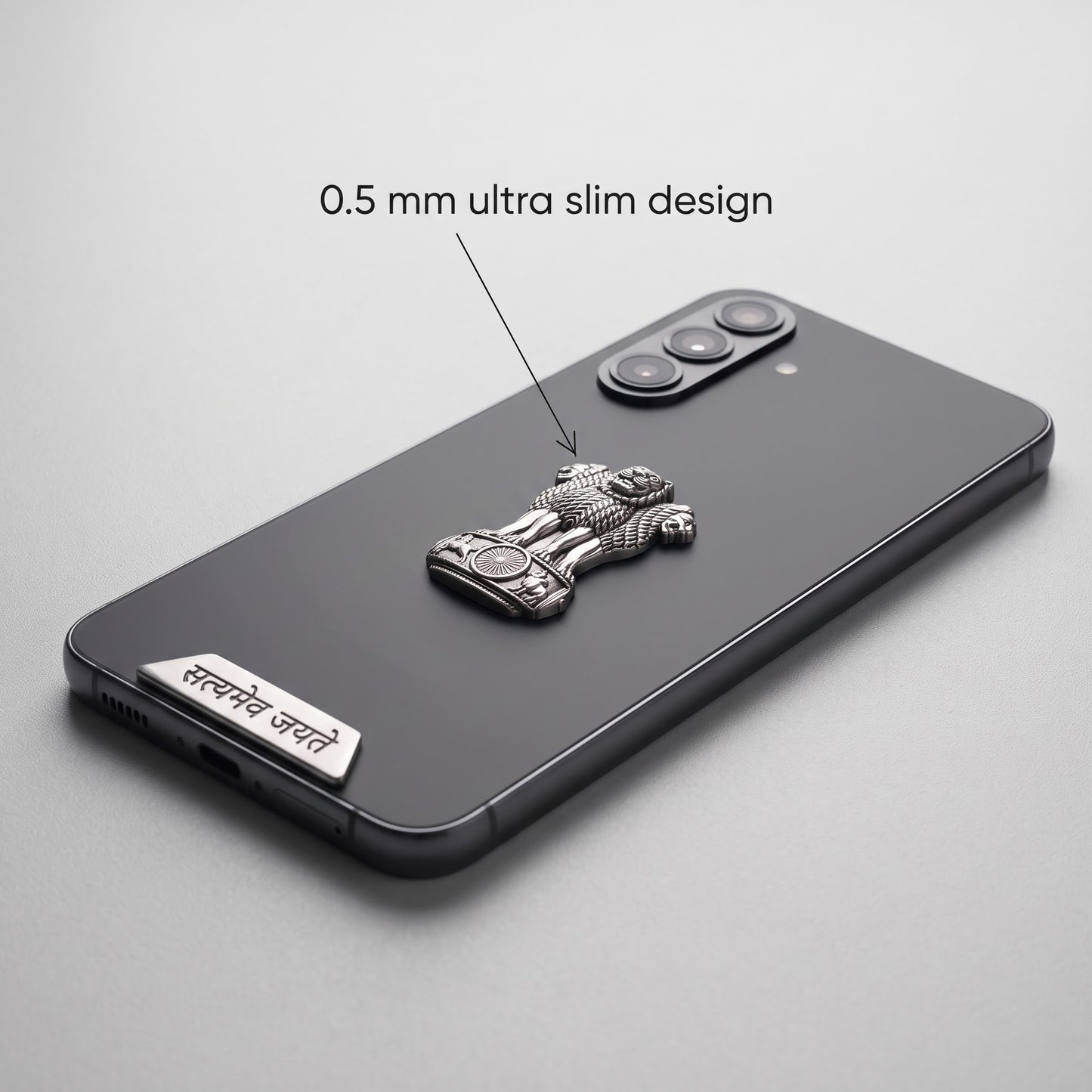 Samsung Galaxy A36 5G Compatible Satyamev Jayate 3D Metal Emblem 2-in-1 Sticker