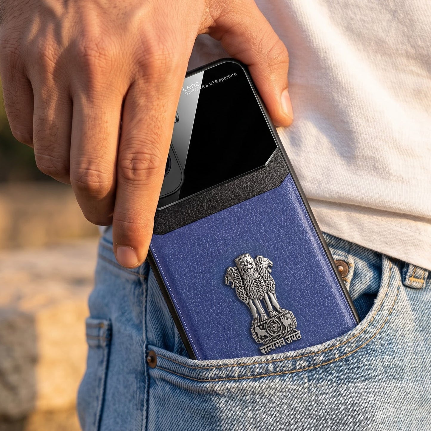 Vivo T5 Pro 5G Satyamev Jayate 3D Metal Leather Back Case