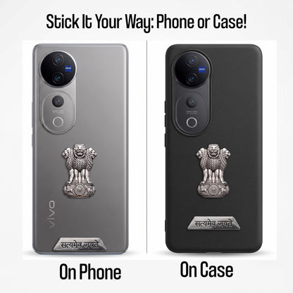 Vivo V40 Pro 5G Compatible Satyamev Jayate 3D Metal Emblem 2-in-1 Sticker