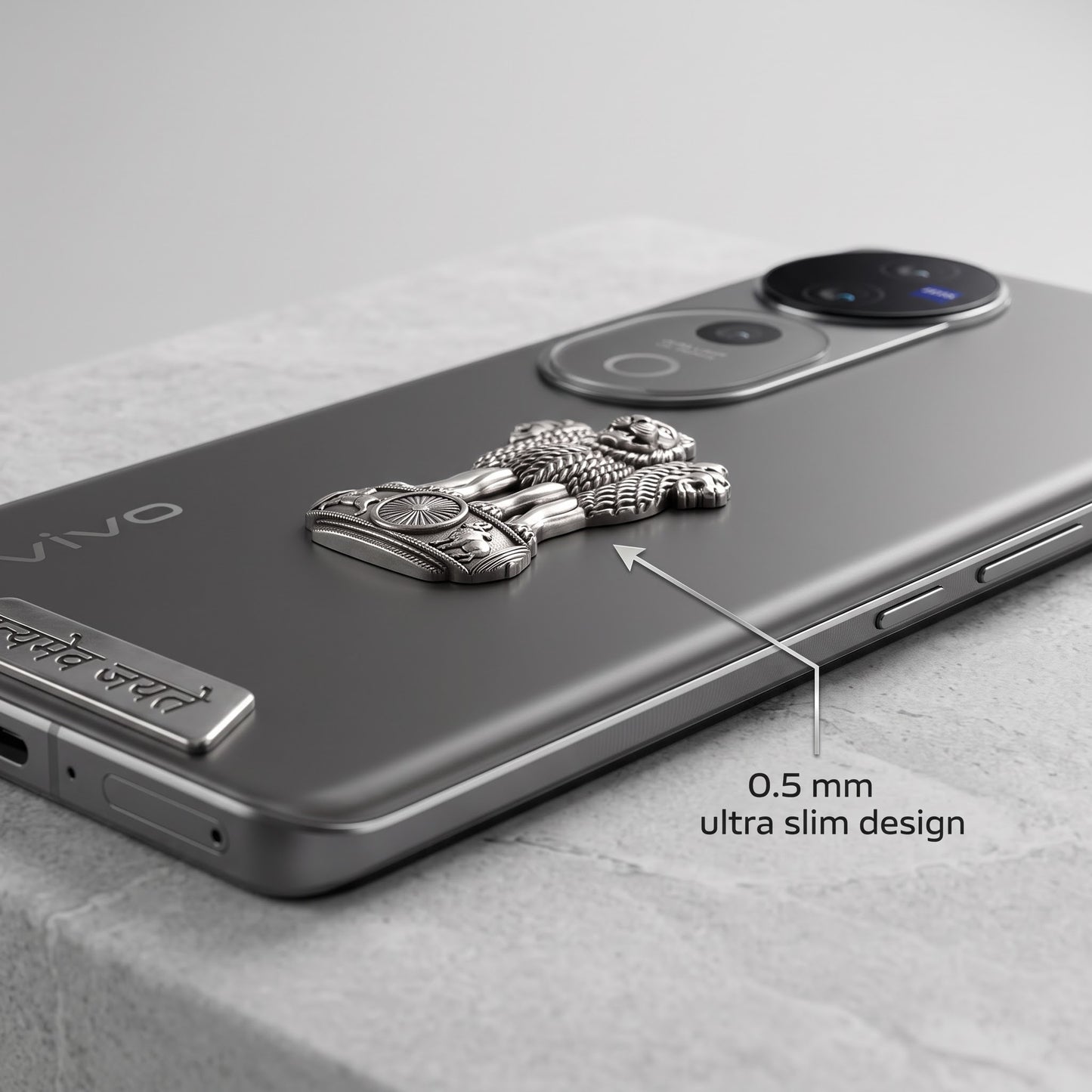 Vivo V40 Pro 5G Compatible Satyamev Jayate 3D Metal Emblem 2-in-1 Sticker