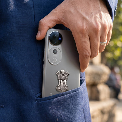 Vivo V40 Pro 5G Compatible Satyamev Jayate 3D Metal Emblem 2-in-1 Sticker