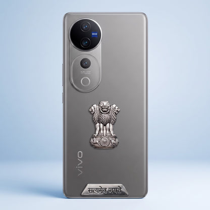 Vivo V40 Pro 5G Compatible Satyamev Jayate 3D Metal Emblem 2-in-1 Sticker