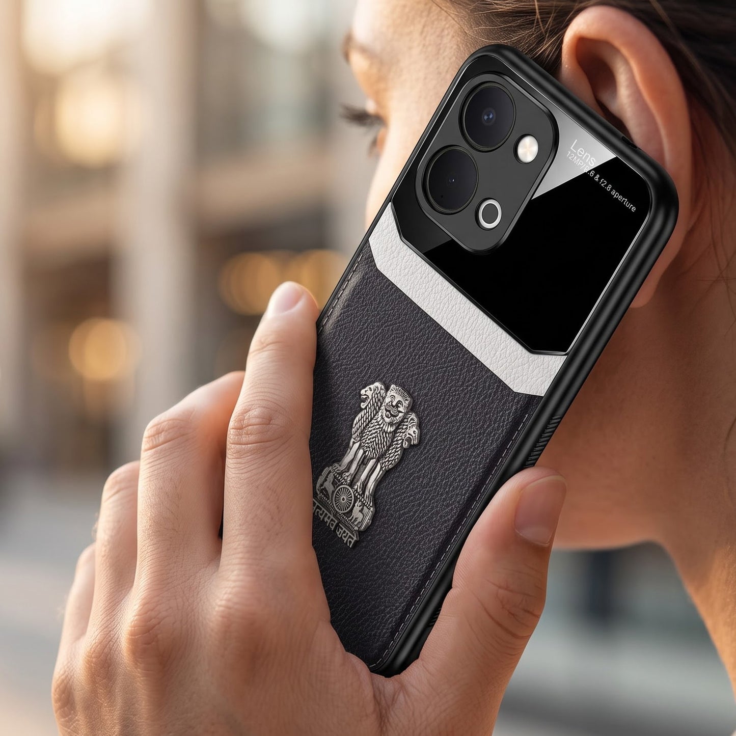 Vivo T5X 5G Satyamev Jayate 3D Metal Leather Back Case