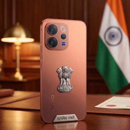 Vivo V70 5G Compatible Satyamev Jayate 3D Metal Emblem 2-in-1 Sticker