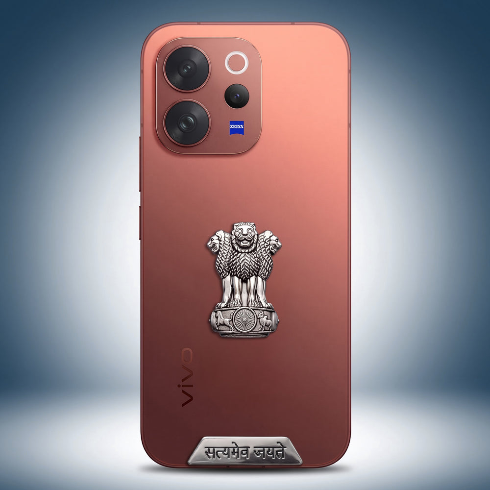 Vivo V70 5G Compatible Satyamev Jayate 3D Metal Emblem 2-in-1 Sticker
