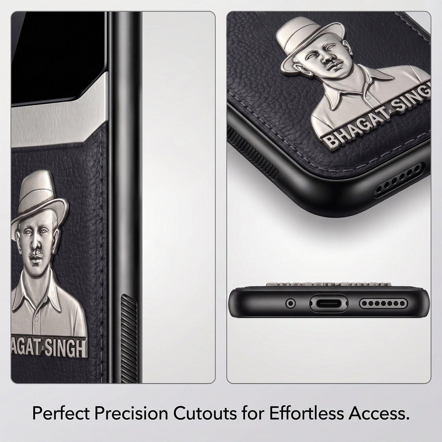 Motorola Edge 60 Fusion 5G Shaheed Bhagat Singh 3D Metal Leather Back Case