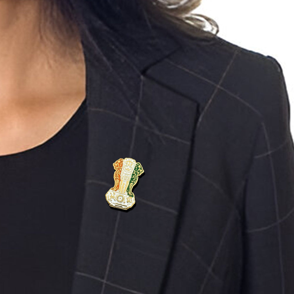 Ashoka Lion Capital Premium Enamel Metal Badge