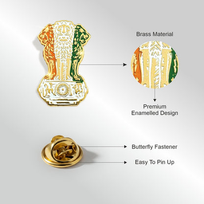 Ashoka Lion Capital Premium Enamel Metal Badge
