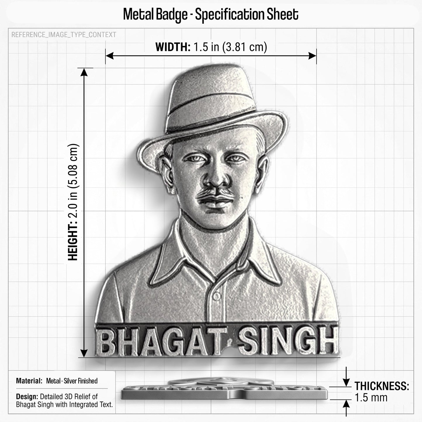 Vivo Y28s 5G Shaheed Bhagat Singh 3D Metal Leather Back Case