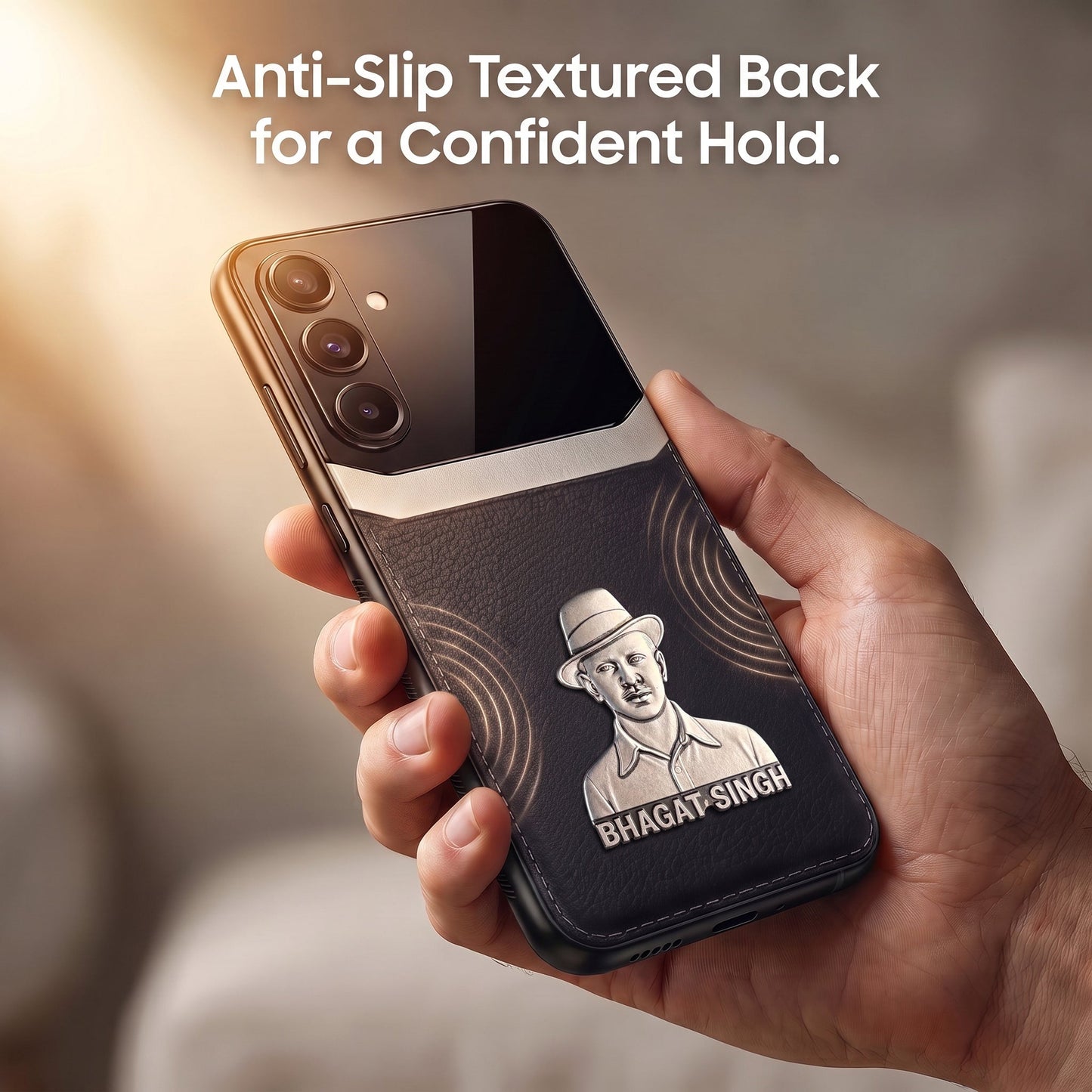Samsung Galaxy M56 5G Shaheed Bhagat Singh 3D Metal Leather Back Case